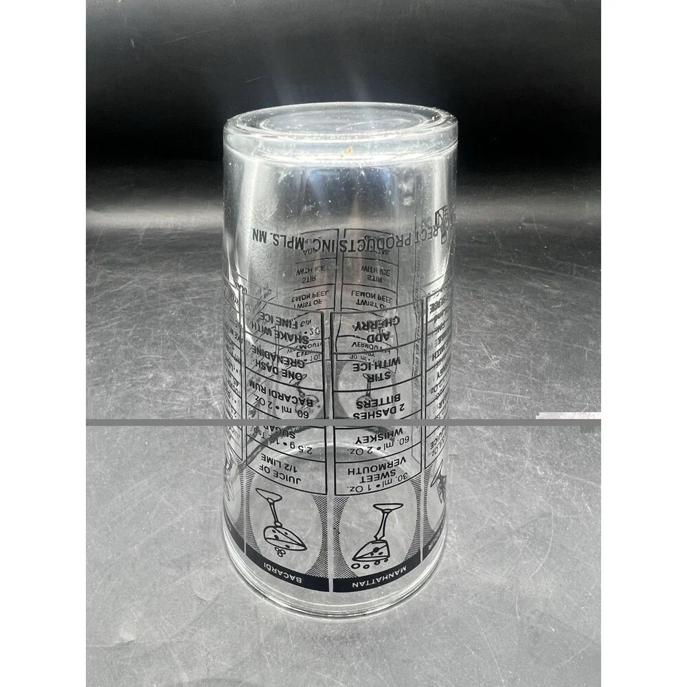 VTG Co-Rect Cocktail Recipe Mixing Glass Tumbler Barware Whiskey Martini 12oz